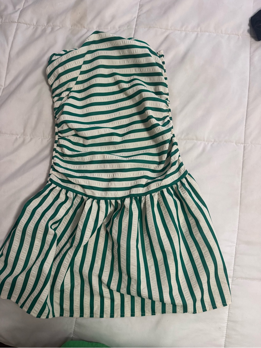 Amazon Green and White Striped Casual Women's Sundress